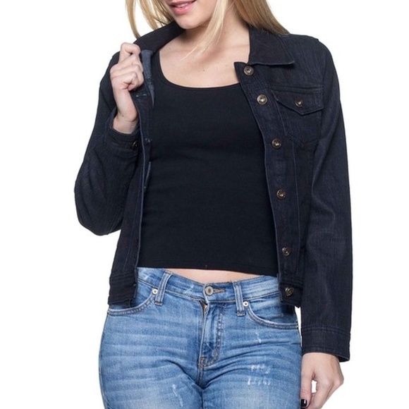 Deep Navy Stretch Jean Jacket - Picture 2 of 5